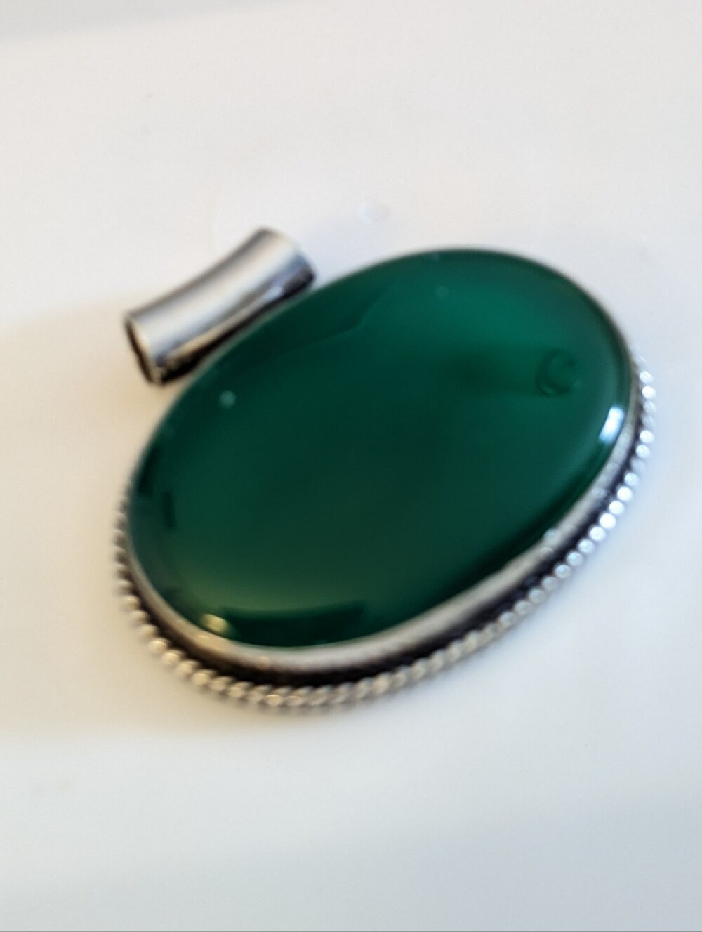 Green Onyx Gemstone Jewelry 925 Sterling Silver Handmade Pendant Necklace - Picture 5 of 7